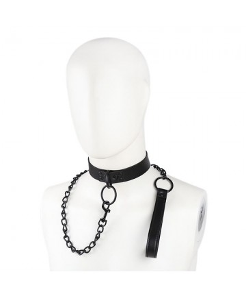 Collar negro con correa de Fetish Addict - 1