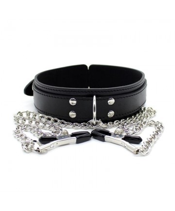 Collar con cadena y pezoneras de Fetish Addict - 2