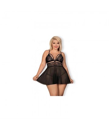 Babydoll Obsessive Negro Con Encaje Curvy - 1